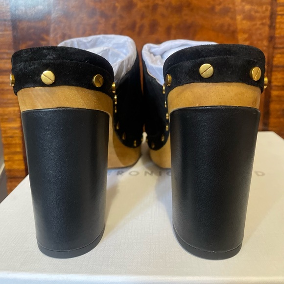 Veronica Beard Grita Black Suede Heeled Clogs Size 9.5 - Picture 6 of 8